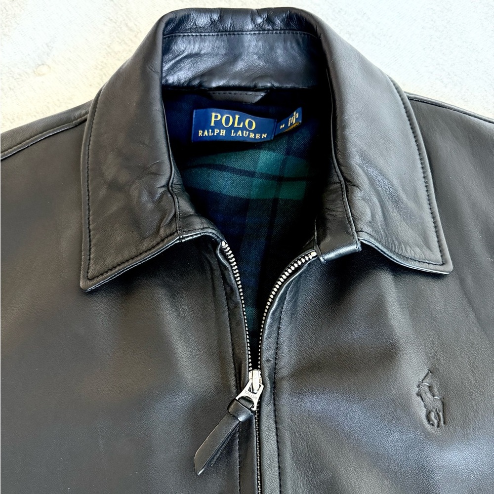 Mens Polo Ralph Lauren Black 100% Lamb Leather Jacket